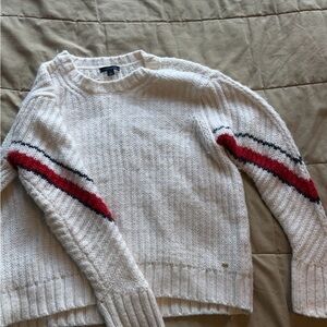 Tommy Hilfiger White Sweater with Red and Blue Accents